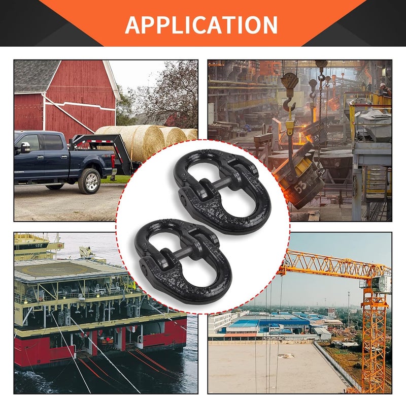 TBAPFS 1/2" Grade 80 Alloy Steel Hammerlock Coupling Link, Tow Hitch Hammer Lock Safety Trailer Chain Adapter Connector Link for Heavy Super Duty Truck Chain Hitch, 12000 Lbs Work Load Limit - Black - Image 4